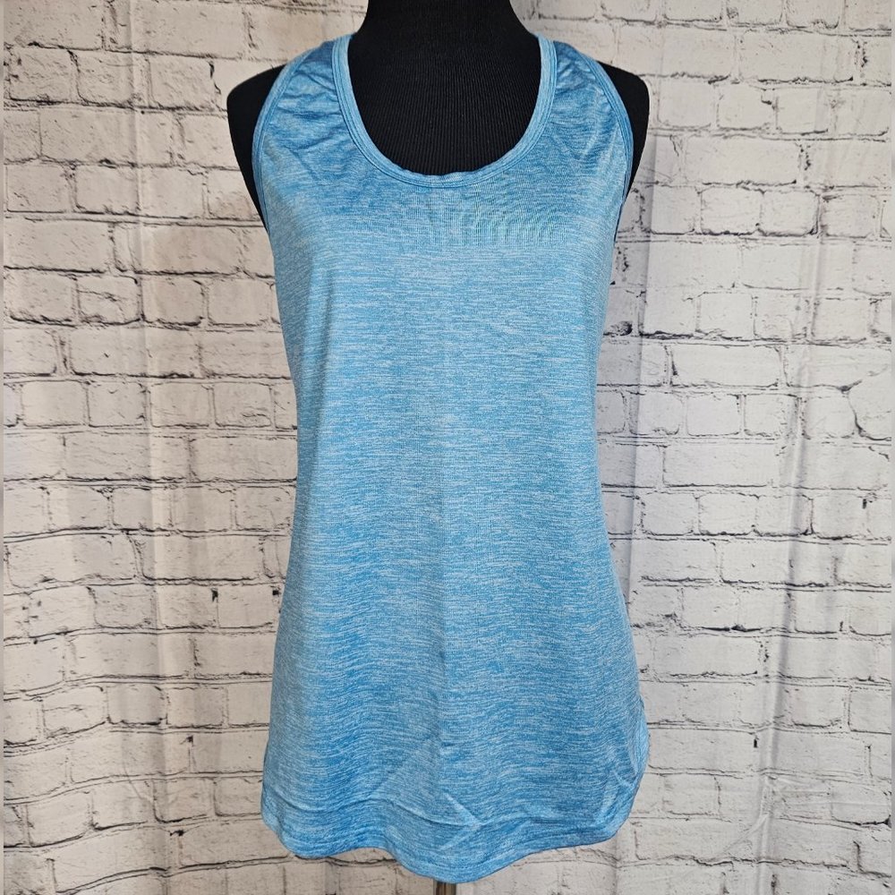 Women's Light Blue Racerback Tank Top, Sleeveless Workout Top, size Small
